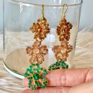 Anthropologie beaded flower earrings